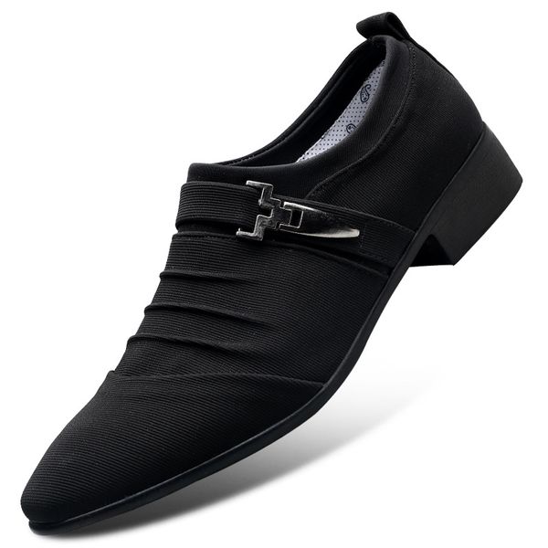 

men leather shoes business dress casual breathable pl, Black