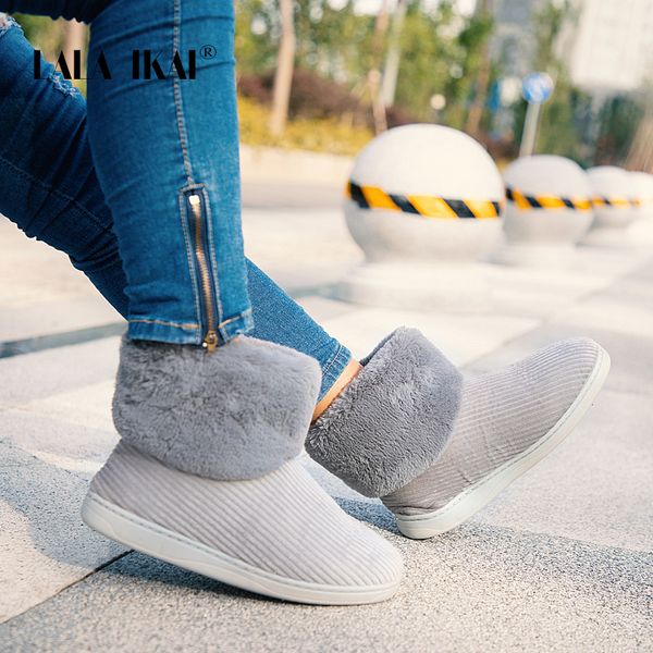 

lala ikai women winter snow outdoor fur keep warm shoes female flock slip-on woolen solid casual boots xwa5993-4 mx200324, Black