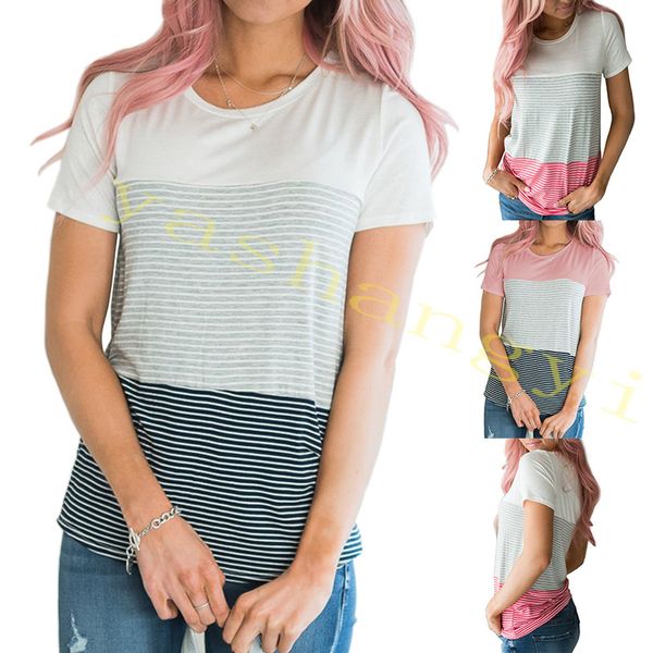 

round collar short sleeve stripe spell colour shirt jacket t shirts, Black