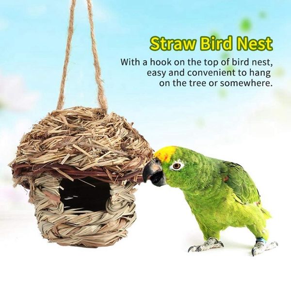 

лучший 2pack reed grass bird hut, уютное место отдыха для птиц, обеспечивает защиту от холодной погоды, рука сплетенная птица дома гнездо др