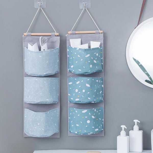 

3-pocket oxford cloth wall door hanging sundries storage bag pouch organizer