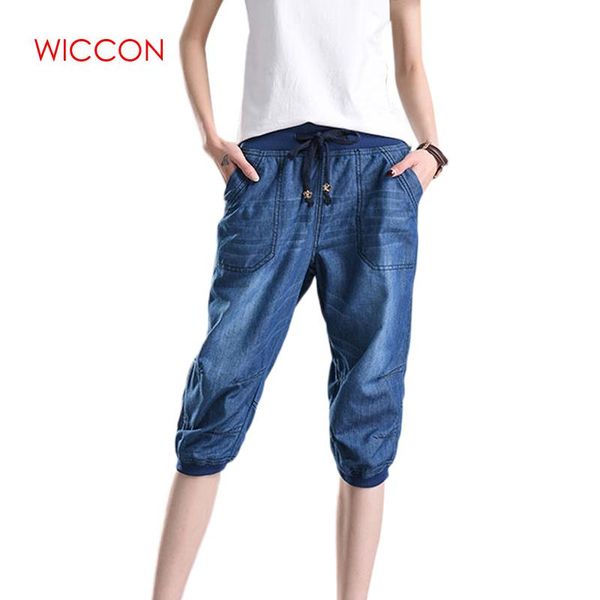 

summer women harem pants jeans plus size loose trousers female denim pants capris jeans 4xl plus size casual, Black;white