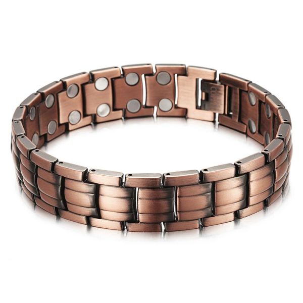 

red copper magnetic bracelet for men women 2 row magnet healthy bio energy bracelets & bangles 2019 father's day gift, Black