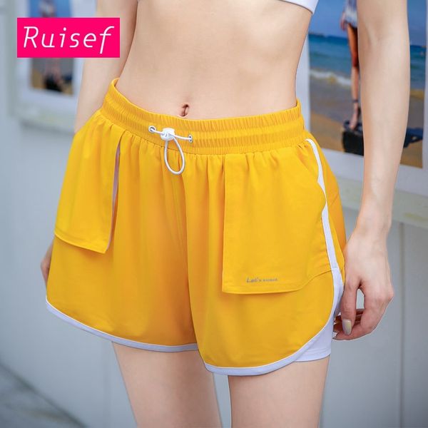 

running shorts women leisure gym wear fast dry pocket, Black;blue