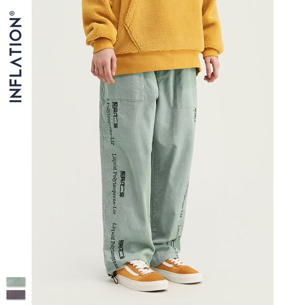 

2019 collection men casual pants wide wale men corduroy slacks loose fit overalls solid color corduroy pant 93389w, Black