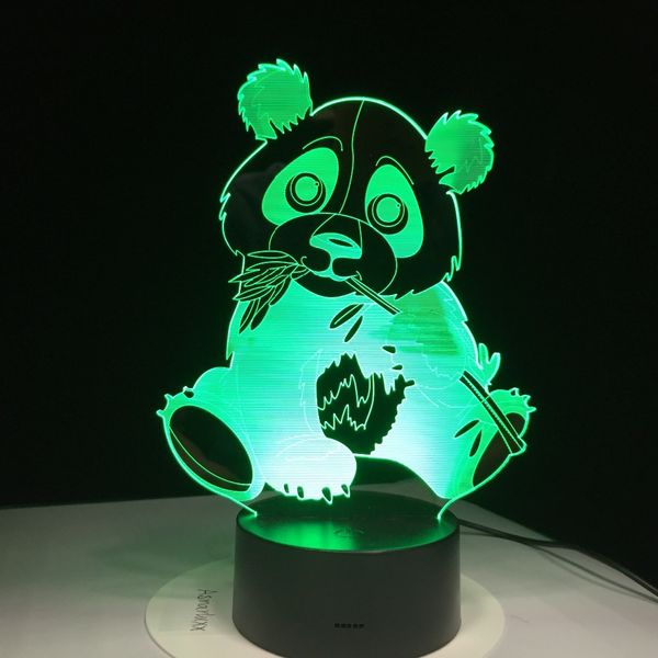 

cute bamboo panda 7 colors change night lamp led 3d table light for bedroom sleeping lamp home decor art decor kids gift
