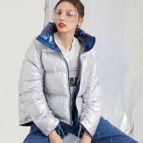 

womens down parkas fashion winter down jacket women loose wear thick short coat brand parkas solid color, Black