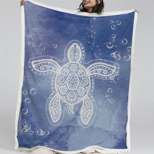 

blesslivingÂ sea turtleÂ blankets for beds tortoiseÂ custom blanket watercolorÂ bubbles sherpa blanket marine blue bedding 150x200cm