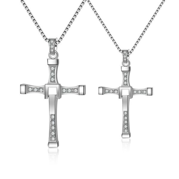 

100% genuine 925 sterling silver jewelry male men's cross pendant necklace fashion dominic toretto choker heavy necklace