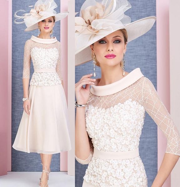 

light pink mother of the bride dresses tea length lace plus size wedding guest dress a line beads evening prom gowns, Black;red