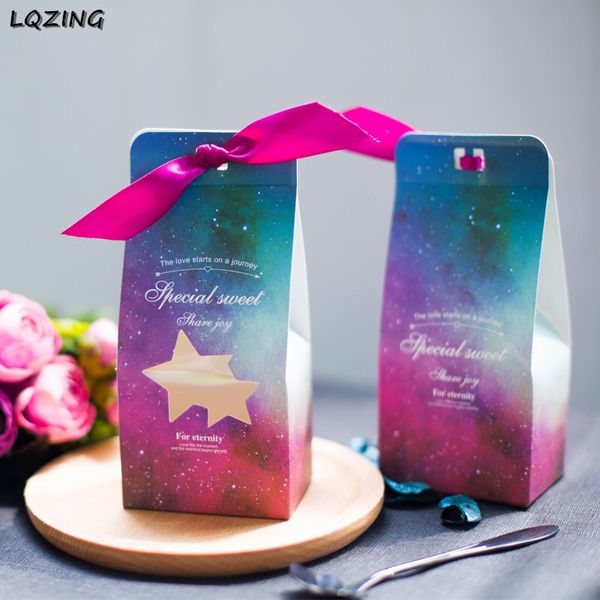 

romantic wedding starry sky theme paper candy gifts box dessert bag wedding favors gifts for guests baptism souvenir party decor