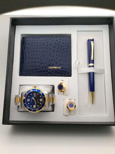 

luxurious blue classic gold clip precious ballpoint pen, watch, cufflink, wallet exquisite office stationery fashion gift with gift box