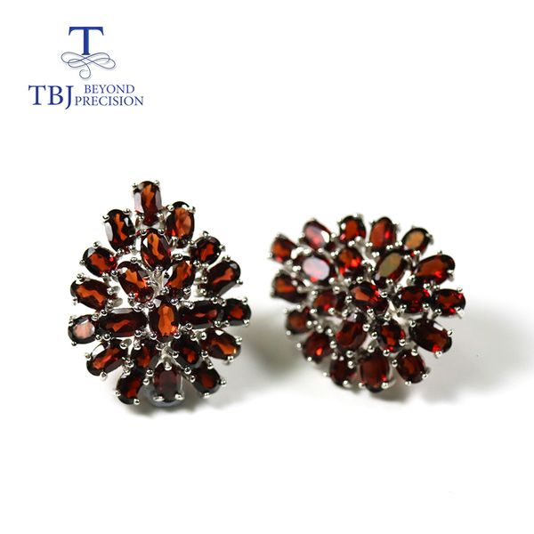 

tbj,the latest flower shape garnet clasp earring 925 sterling silver fine jewelry for women daily wear fashion as chrismas gift cj191203, Golden