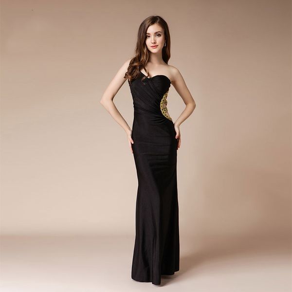 

fashion one shoulder mermaid evening dresss long black formal dress women elegant backless gold beaded party dresses real p, White;black