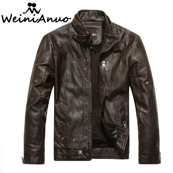 

weinianuo brand new design motorcycle jackets men jaqueta de couro mens leather jacket chaqueta hombre cuero men's coats 176, Black