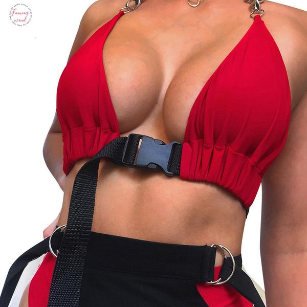 

front women buckle bralette bralet bra bustier crop unpadded tank womens sleeveless halter cropped navel short vest camis 3, White