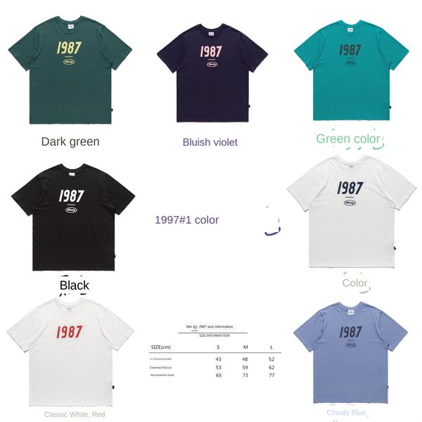 

ins87mm tide br short-sleeved mmlg1987 fe lovers summer 2020 ins87mm tide brand short-sleeved mmlg1987 male t-shirt t-shirt and female lover, White