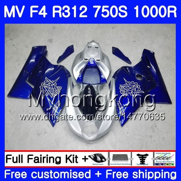 Karosserie für MV Agusta F4 R312 750S 1000 R 750 1000CC 05 06 Kit 6No.a 1000R 312 1078 Silberblau NEU 1 MA MV F4 05 06 2005 2006 Verkleidung