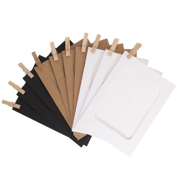 

10pcs 3inch diy craft paper p frame hanging wall ps picture holder clips rope picture frames home decoration