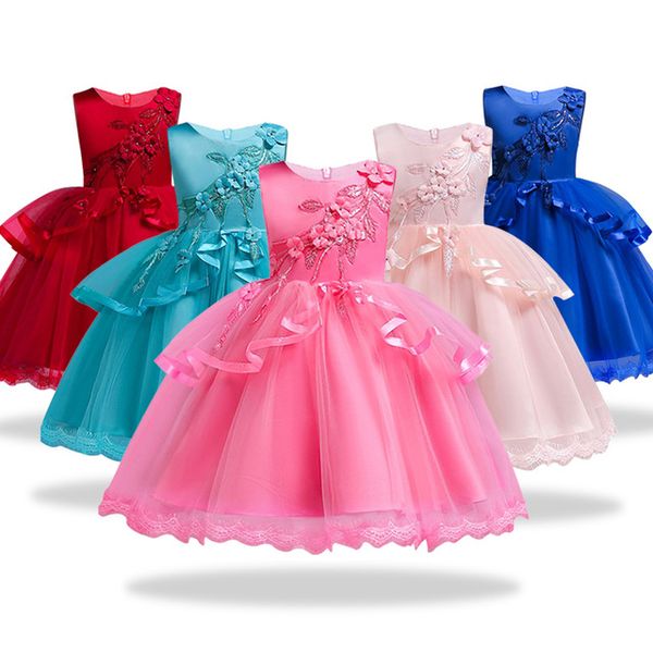 

girls teenage party princess dress flower girls dresses for new year clothes 3-13yrs sleeveless show wedding dress, Red;yellow