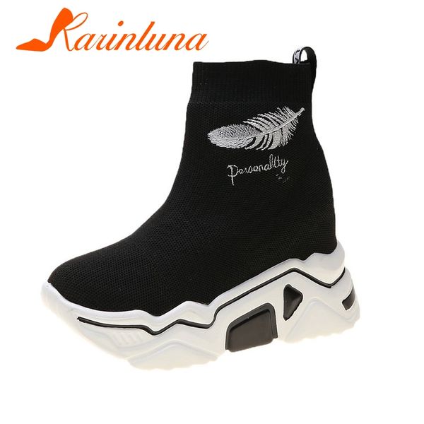 

karin new ladies high heels boots women fashion embroider boots cool high platform ankle shoes woman, Black