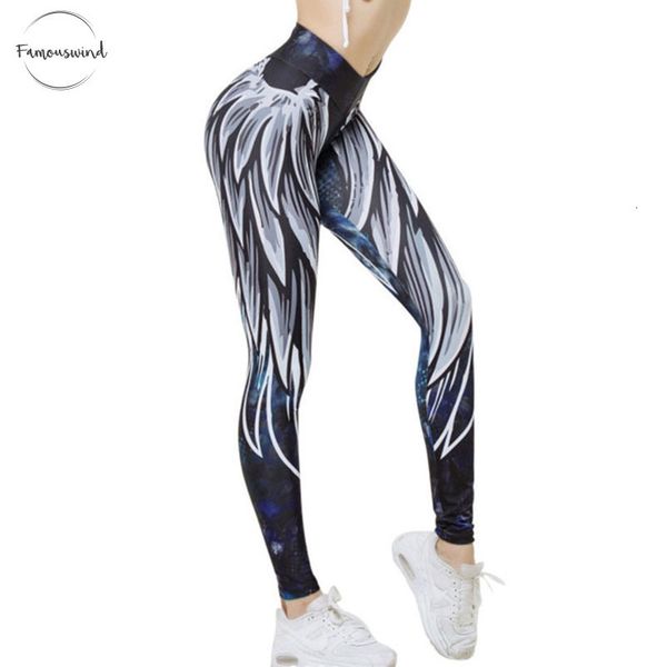 

harajuku 3d wing leggings for women push up sporting fitness bodybuilding athleisure legging womens pants, Black