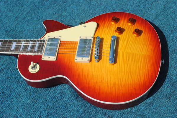 

custom standard slash appetite honey burst flame maple electric guitar mahogany body red back china guitar factory outlet