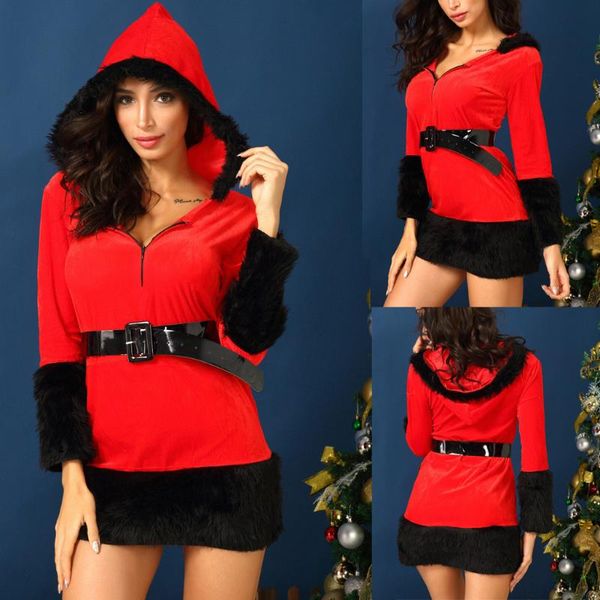 

women sleepwear christmas red robe nightdress v-neck ladies underwear homewear babydoll nightdress home dress nightgowns *, Black;red