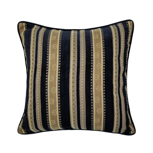 

vintage classic chenille stripe cushion cover black velvet interior home decorative sofa pillow case jacquard woven square 45x45cm
