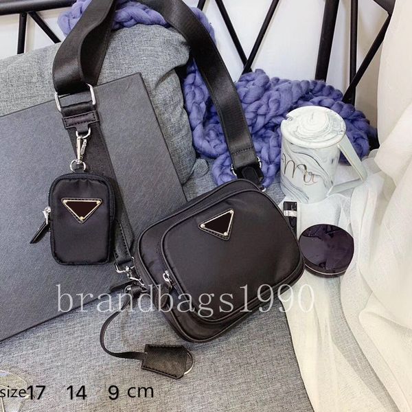 

global nylon classic accessories double bag set fabric shoulder bag highest quality metal chain tote size 17cm 14cm 9cm
