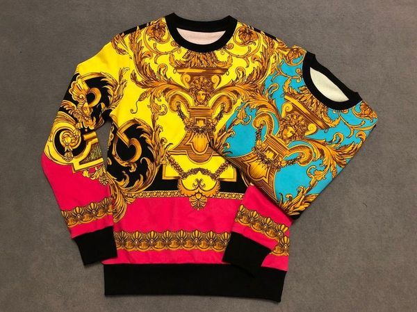 

19ss франция италия высокое качество стиля new hot fashion court medusa лицо цветы печати хлопок мужчины женщины мужские толстовки luxury sw, Black