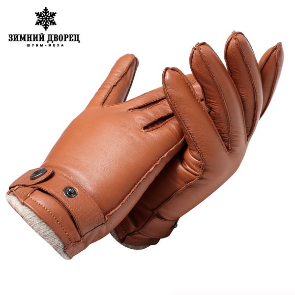 

genuine leather mittens grade gloves male fashion leather gloves vintage driving warm winter brown lambskin, Blue;gray