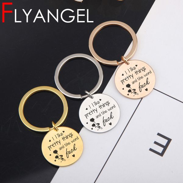 

new fashion keychain engraved i like pretty thing the word flower cute bag charm funny jewelry keyring gifts for friends, Silver