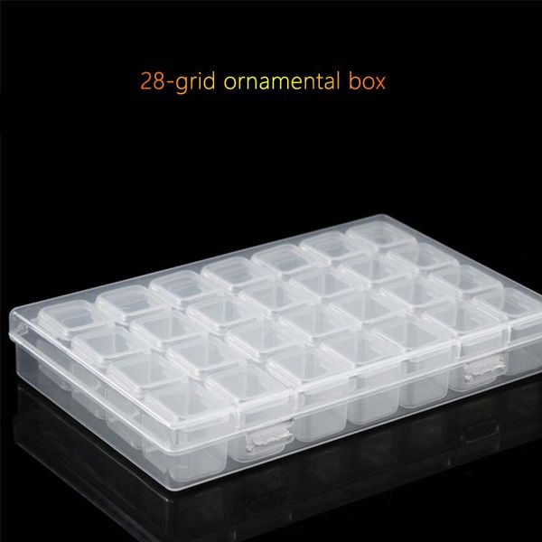 

practical 28 bottles/set nail art organizer storage decals decoration jewelry rhinestone case colored beads container accessory