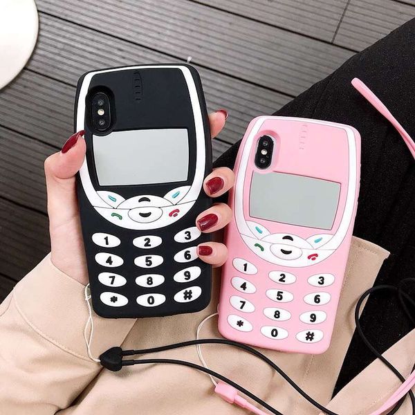 

3d cute retro mobile phone soft silicon back cover for iphone 11 pro 6 6s plus x xr xs max 7 8 plus phone cases fundas coque capa
