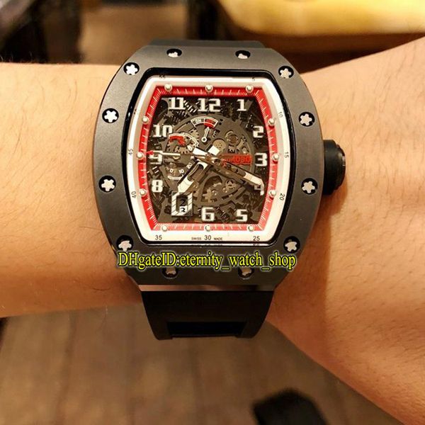 

r high version rm 030 ceramic black case skeleton big date dial japan miyota automatic rm030 mens watch rubber strap sport designer watches, Slivery;brown