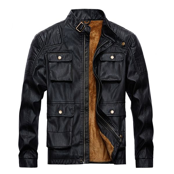 

2019 new thick fashion vintage men jacket leather, Black