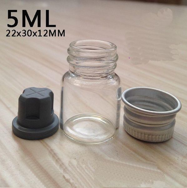 

5ml empty jar cosmetic containers glass sample bottle with aluminium cap sealing rubber plug small refillable bottles packaging