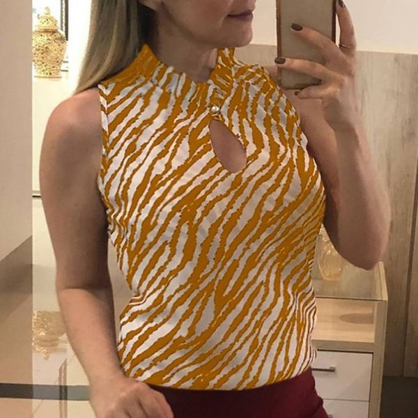 

summer women's casual large size wild sleeveless hollow slim lady shirt, White