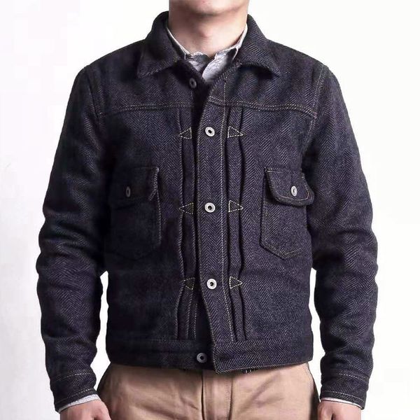 

wt-0003 read description asian size washed hand-made man's vintage super heavy wool casual stylish jacket, Black;brown
