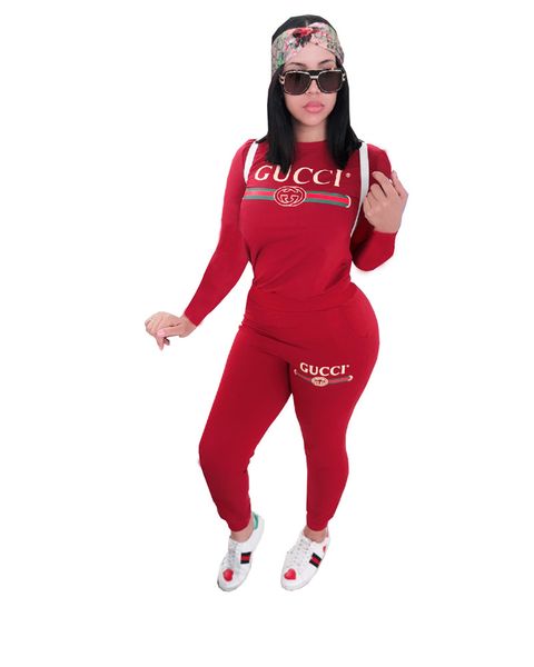 

женщины марка длинным рукавом 2 шт наборы sweatsuit толстовки + гетры s-2xl беговая костюм осень-зима повседневный костюм одежда capris эпик, White