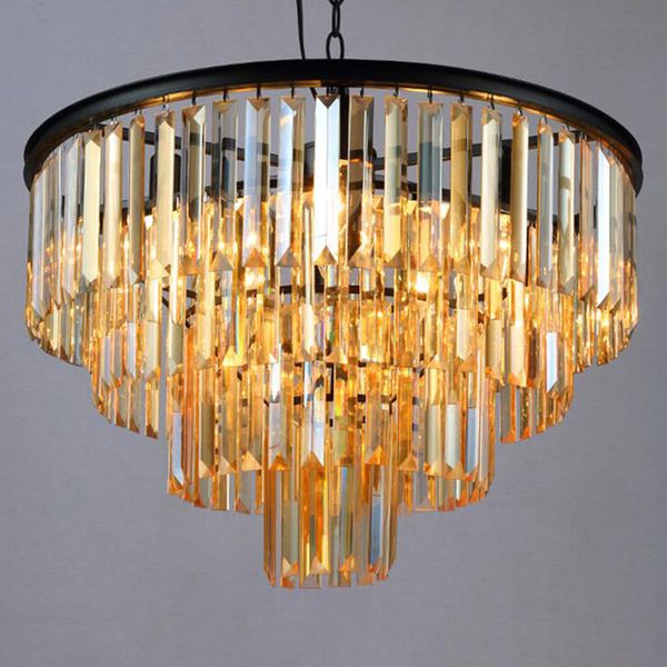

Modern Crystal Chandelier Elegant K9 crystal Smoky Gray Crystal Suspension Lamparas for Cafe Restaurant Hotel