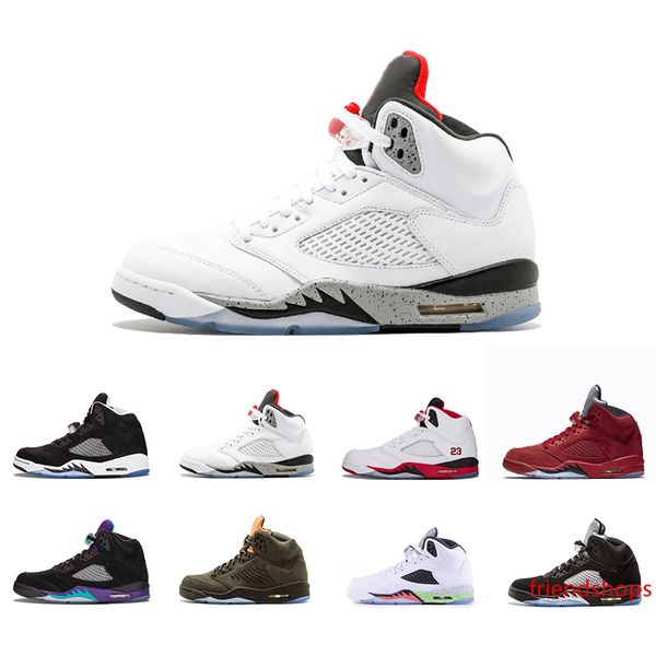 

5 v premium heiress camo metallic field triple black red blue suede white cement men basketball shoes 5s sports shoes sneaker