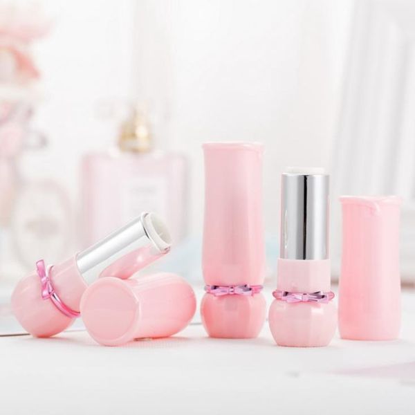 

pink bowknot diy 11.1mm lipstic lip balm tube empty plastic lipstick tube lipstick gloss container f20172130