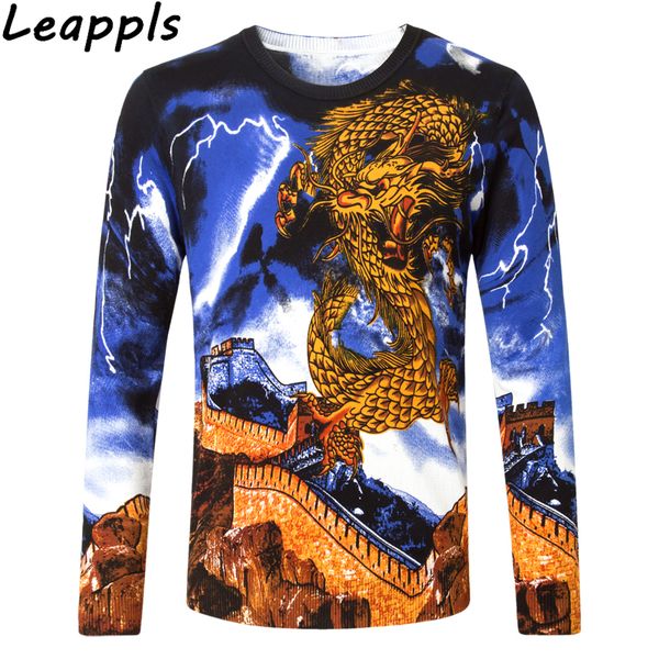 

leappls plus size -5xl cashmere sweater men pullover chinese style dragon pattern blusa masculina inverno pullover masculino, White;black