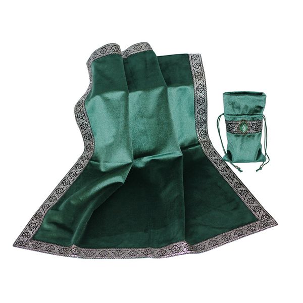 

new tarot table cloth + tarot bag square tablecloth pouch decoration thick velvet black/red/blue/purple/dark green