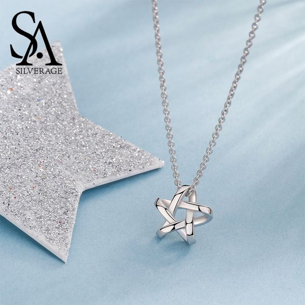 

sa silverage 925 sterling silver long necklaces pendants fine jewelry star 925 silver maxi pendant chain necklace women chokers