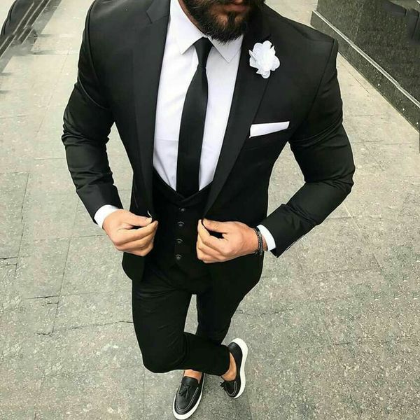 

slim fit black groom suits for men wedding tuxedos groomsmen blazer casual terno masculino three-piece bridegroom outfits, Black;gray