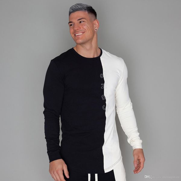 

мужского gym fitness tshirts spring workout осенних дизайнеры заплатка tops, White;black