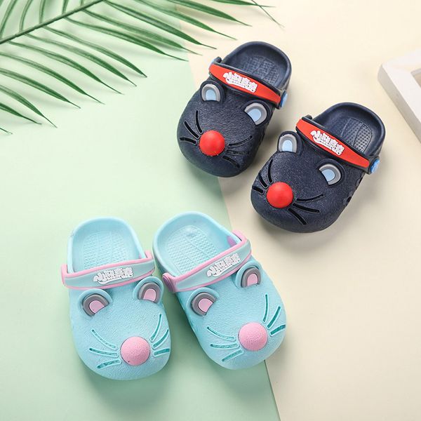 

summer children house shoes 2020 kids slippers for boys girls summer anti-slip cute cartoon mouse toddler sandals infant, Black;grey